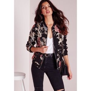 Misguided Embroidered Bomber Jacket